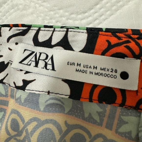 ZARA MULTICOLORED PRINTED, KNOTTED, SLIT MIDI SKIRT SIZE M. NWOT - Picture 6 of 12